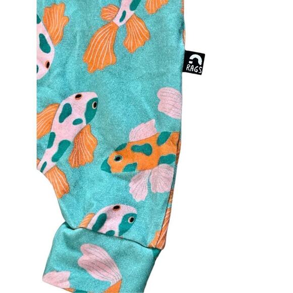 RAGS Orange Blue Koi Fish Hooded Tank Sleeveless Stretchy Romper sz 6-12 months - Picture 5 of 8